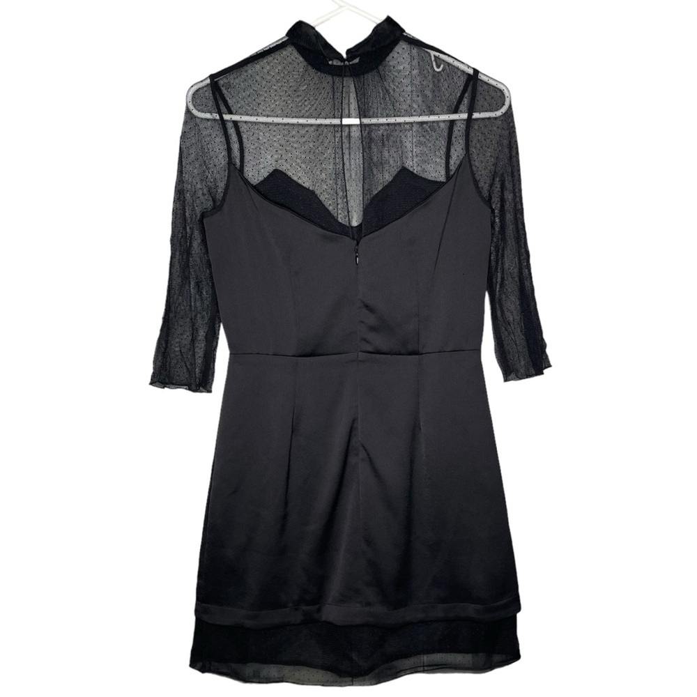 Saylor Jordan dress black mesh polka dot long sleeve high neck womens size small - Picture 4 of 7
